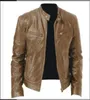 Jaqueta masculina outono inverno designer jaqueta de couro artificial parker casacos masculinos gola zíper preto motociclista motocicleta jaquetas de couro à prova de vento 2xd7