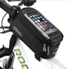 À prova dwaterproof água ao ar livre ciclismo mountain bike bicicleta saco quadro tubo frontal saco panniers touchscreen caso de telefone