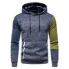 New Mens Hoodie Sweatshirt Casual Color Matching Black Pullover Hooded Sweatshirts Thicken Long Sleeve Tops Winter Clothing