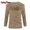 Pull surdimensionné Femmes Hiver Épais Col De Dentelle Tricoté Top Femelle Casual Doux Polaire Chaud Moelleux Pull Dames 210428