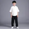 Shirt+pants Flax Children Chinese Ming Costume Boy Tunic Suit Kids Tang Folk Male Hanfu Dance 89 Stage Wear