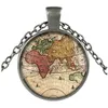 Antike Weltkarte Halskette Handgefertigte Entdeckerkarte Halskette Piratenschatzkarte Expedition Glasanhänger