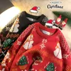 Kvinnors tröjor Kvinnor Kpop College Ulzzang Winter Sticked Fashion Christmas Sweet Par Casual Tops Kawaii Loose O-Neck Pullover
