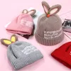 Çocuk Yün Şapkalar Sonbahar Ve Kış Sıcak Bebek Örme Kap Sevimli Tavşan Kulak Kapaklar