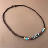 Handgjorda Högkvalitativa Dzi Bead Cross Pendant Lanyard Multi-Treasure Halsband Rope Chain Short Par Tillbehör