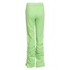 Streetwear Pantalon froncé pour femmes taille haute velours côtelé décontracté pantalon évasé femme vêtements de mode 210521