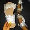Sandales 2021 été femme mode à lacets plat sandale antidérapant sauvage mignon perles fleur décontracté bande dames chaussures 35-43