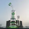 11 pouces vert double couches champignon peigne filtre verre Bong narguilés conduite d'eau barboteur en verre 18 MM bol entrepôt américain