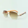 2022 Bouquet Diamond Sunglasses 3524014 with Natural orange wooden glasses and cut Lens 3.0 Thickness