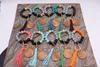 Foreign trade beaded mixed color wooden bead keychain fashion personality disc tassel bracelet key ring wholesale multicolor optional