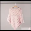 Wraps Hoeden, Handschoenen Mode Aessoires Drop Levering 2021 Dames Lente Herfst Knit Echte Poncho Sjaals Real Natural Rabbit Fur Sjaal Pashm