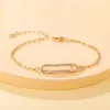 Ladies All-match New Paper Clip Bracelet Gold Micro-inlaid Zircon Chain Bracelet Fashion Personality Exquisite Girl Jewelry2021 G1026