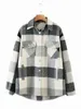 vintage green lattice shirt jackets womens loose plaid coat winter plus size jackets casual women jacket 211109