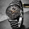 Lige Homens Moda Luxo Relógio Homens Todo Steel Strap Business Quartz Watch para Homens À Prova D 'Água Do Esporte Montre Homme 210527