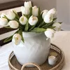 Dekorativa blommor Kransar 30st Konstgjorda tulpan Tulpaner Hem Bröllopsfest dekor Pure White 35cm Fake Flower