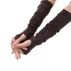 Luvas cinco dedos longa seção de lã sem dedos para mulheres Mantenha quente no inverno Arm cor sólida manga Vestuário Acessórios