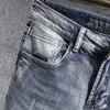 Style italien Mode Hommes Jeans Rétro Bleu Clair Élastique Slim Fit Casual Denim Pantalon Haute Qualité Vintage Designer Long Pantalon
