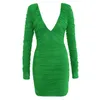 Bandaż Sukienki Elegancki Sexy Club Bodycon Z Długim Rękawem Kobiety Ubrania Dress Green Ladies Vestidos 210515