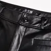 Kadın Pantolon Capris Tasarım Kadınlar Yüksek Bel Moda PU Deri Geniş Bacak Düz Uzun Pantolon Kadın Eğlence Kadife Siyah