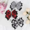 Аксессуары для волос NCMAMA 3 ШТ. / Лот 4,5 "Клипы HoundStooth для Baby Girls Red / Black / White Shape Bows Hairpins Мода