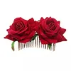 Handmade Fabric Flower Rose Bride Hair Comb Headdress Beach Wedding Hairs Accessories Headpiece for Women 10pcs