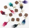 Porte-clés en bois personnalisé Favoris Favoris Tassel de coton à trois couches Pendentif en coton et pendentif à pellicule multicolore RRF12343