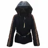 Womens Down Jacket 클래식 Prakas 겨울 패션 코트 모자 벨트 편지 패턴 고품질 겉옷