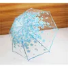 Thickening Transparent Three Fold Rain Umbrella Japanese Cherry Blossom Plastic PVC Clear Falbala Umbrellas Women parapluie 210401