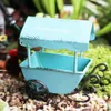 Fairy Garden Miniatyrvagnar Wagon With Shed Vintage Metal Craft Wheelkarrow Cart Miniature Garden Tillbehör Ornament 210811