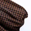 冬の女性ヨーロッパスタイルのレトロな緩い長袖ラペルシングルブレスト女性チェック柄ドレス210520