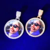 Círculo de foto personalizado Colar redondo para homens feitos Medalhões Imagem Pingente de volta cor de ouro banhado zircão hip hop jóias