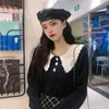 Cute Cardigans for Women Lace Peter Pan Collar Casual Knit Jackets Button Up Outwear Sweaters 210519