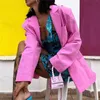 BLSQR Giacca da abito rosa in cotone moda Giacca monopetto allentata da donna Top streetwear oversize 210430