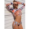 Badmode vrouwen 2021 bikini surfen pak lange mouw push up badpak tijger print zomer bad tweedelige bandeau biquini dames