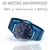 Moda Męska Zegarki Lige Luksusowe Ultra-Thin Blue Sport Zegarek Kwarcowy dla Mężczyzn Mesh Stal Data Wodoodporna Zegar Reloj Hombre + Box 210527