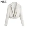 Damespakken Blazers NSZ Dames Wit Gestreepte Bebouwde Blazer 2021 Elegante chique korte jas damesjas bovenkleding