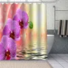Ankomst orkidéduschgardiner diy badrum gardin tyg tvättbar polyester för badkar konstdekor dropp 210402