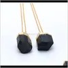 Rock Quartz Tourmaline Irregular Healing Crystal Necklace Black Pendant Druzy Jewelry Natural Chakra Stone Qylsfh Vaega Lsgxa