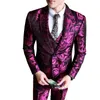 Giacca Gilet Pantaloni Tuta 3 pezzi Set Discoteca Banchetto Stampa floreale rosa Moda slim Blazer urbani Cappotto Boutique S-5XL Abiti da uomo