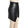 Black PU Leather Skirt Women Sexy High Waist Bodycon Surplice Wrap Office Ladies Asymmetrical Club Party D30 210629