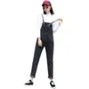 Kvinnors Denim Overaller Koreanska Style Loose High Waist Pencil Byxor Casual Justerbar Strap Pocket Jumpsuit Kvinnor Jeans Streetwear 210604