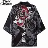 Japansk kimono jacka kinesisk kanji drake hajuku hip hop män japan streetwear casual tunna kläder lös 210811