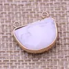 semicircle Natural Stone chakra Charms Rose Quartz Healing Reiki Amethyst Crystal Pendant Finding for DIY Men Necklaces Jewelry 17x18mm