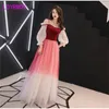autumn and winter one-shoulder lantern sleeves long section ladies banquet slim dress Floor-Length Zippers 210416