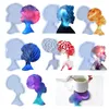 Afro kvinnlig silikonhartsform Clear Lady Head Resin Bray Stora silikonepoxiformar för DIY-dalbana