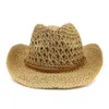 القش الطبيعي رعاة البقر قبعة النساء الرجال اليدوية نسج القبعات لسيدة شرابة الصيف قبعة الشاطئ