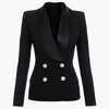 HIGH STREET est créateur de mode Blazer veste femmes col châle Double boutonnage Lion boutons coupe ajustée 210521