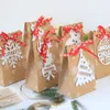 24 ADET Noel Zehir Bardak Güç Kağıt Çerez Paketleme Çantası Büyük Kapasiteli Noel Zehir Cep Tatil Pişirme Parti Dekorasyon