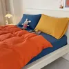 Sängkläder sätter bomullsutrymmt ark satt mjukt fluffig andningsbar kvalitet detalj Solid färg dubbel hem serie produkt Sovrum 4st