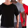 Camisetas masculinas de algodão camisetas casuais fitness homens camisa de fisicultura camisa de manga de batwing ginástica desgaste muscular Camiseta redonda pescoço